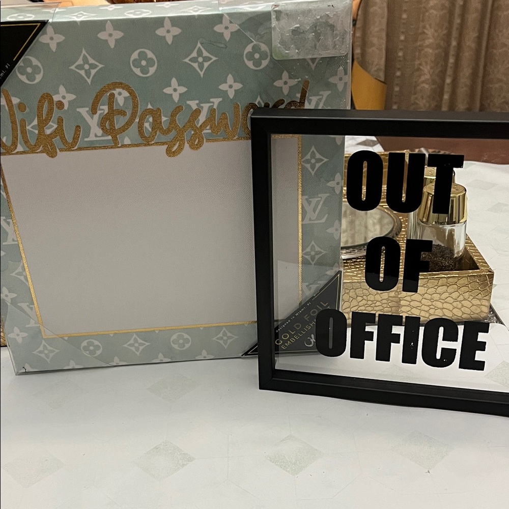 Olivers Grey  and Gold Office Sign